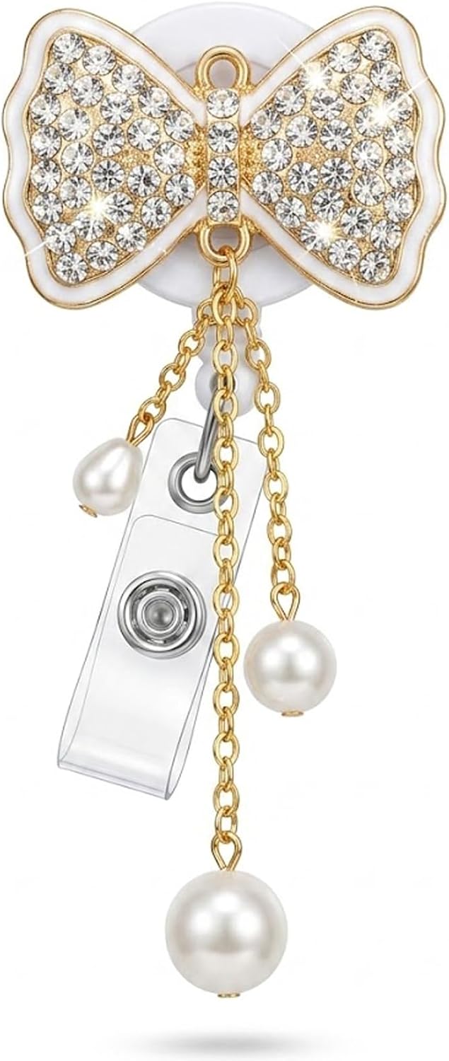 Bling Camellia Flower Badge Reel