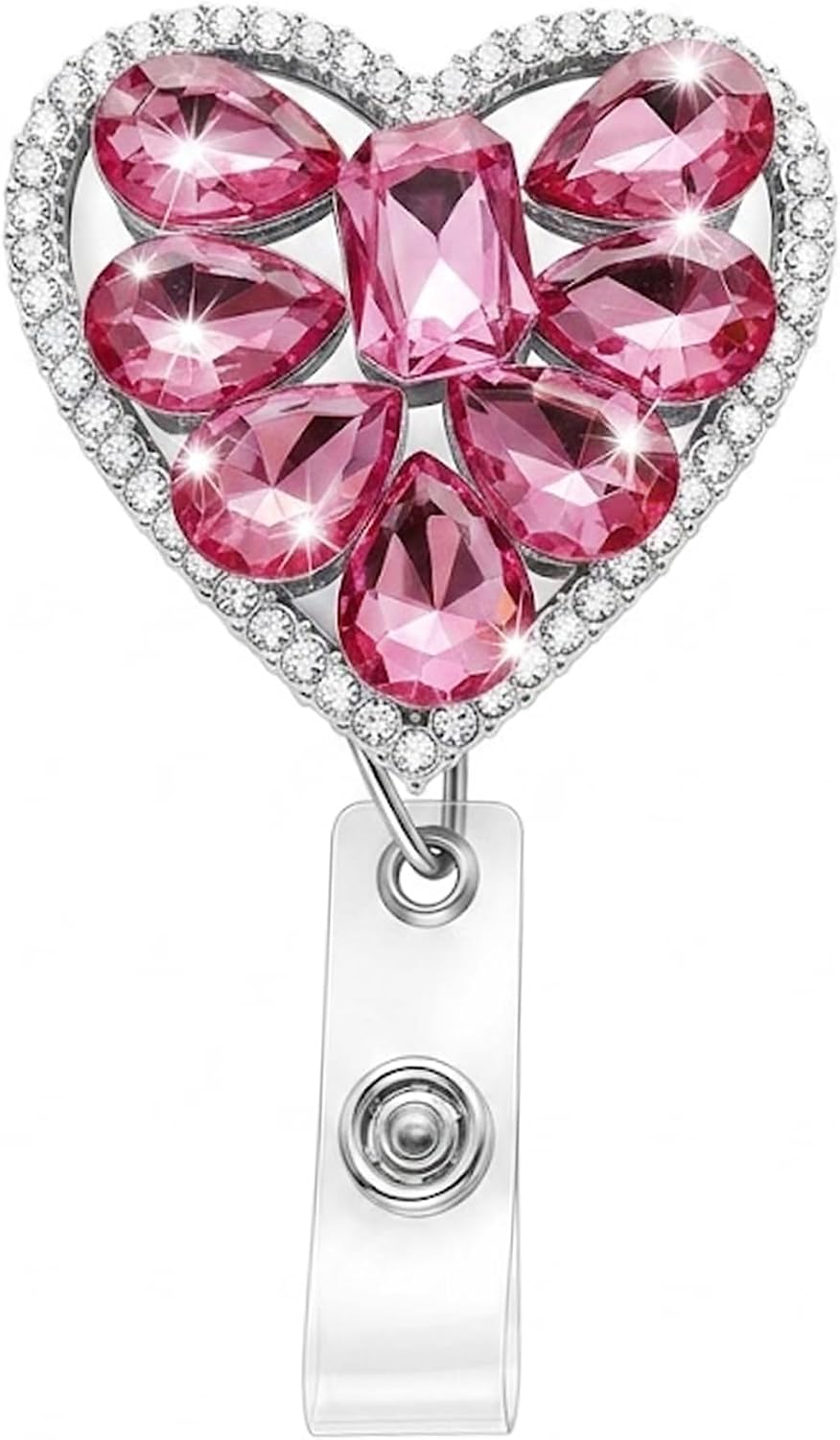 Bling Camellia Flower Badge Reel