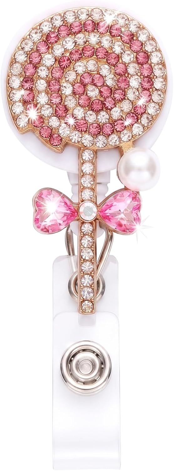 Bling Camellia Flower Badge Reel