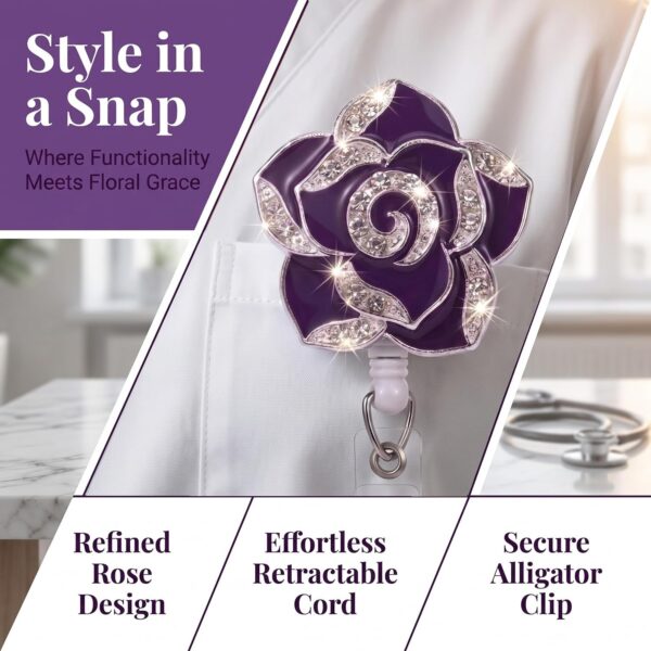 Purple badge reel detail
