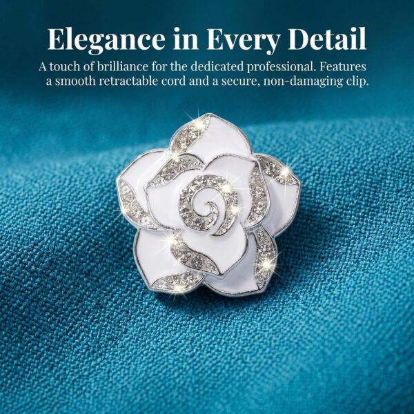 White badge reel detail